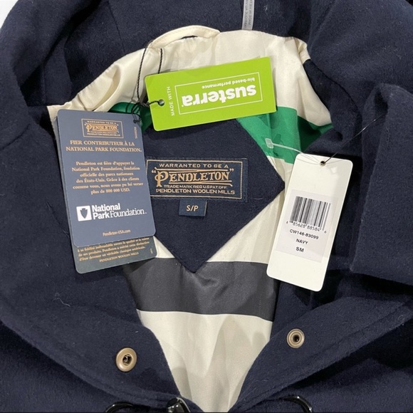 PENDLETON NWT ROSLYN WATERPROOF LAMBSWOOL BLEND HOODED TOGGLE COAT BLUE NAVY - Picture 12 of 15